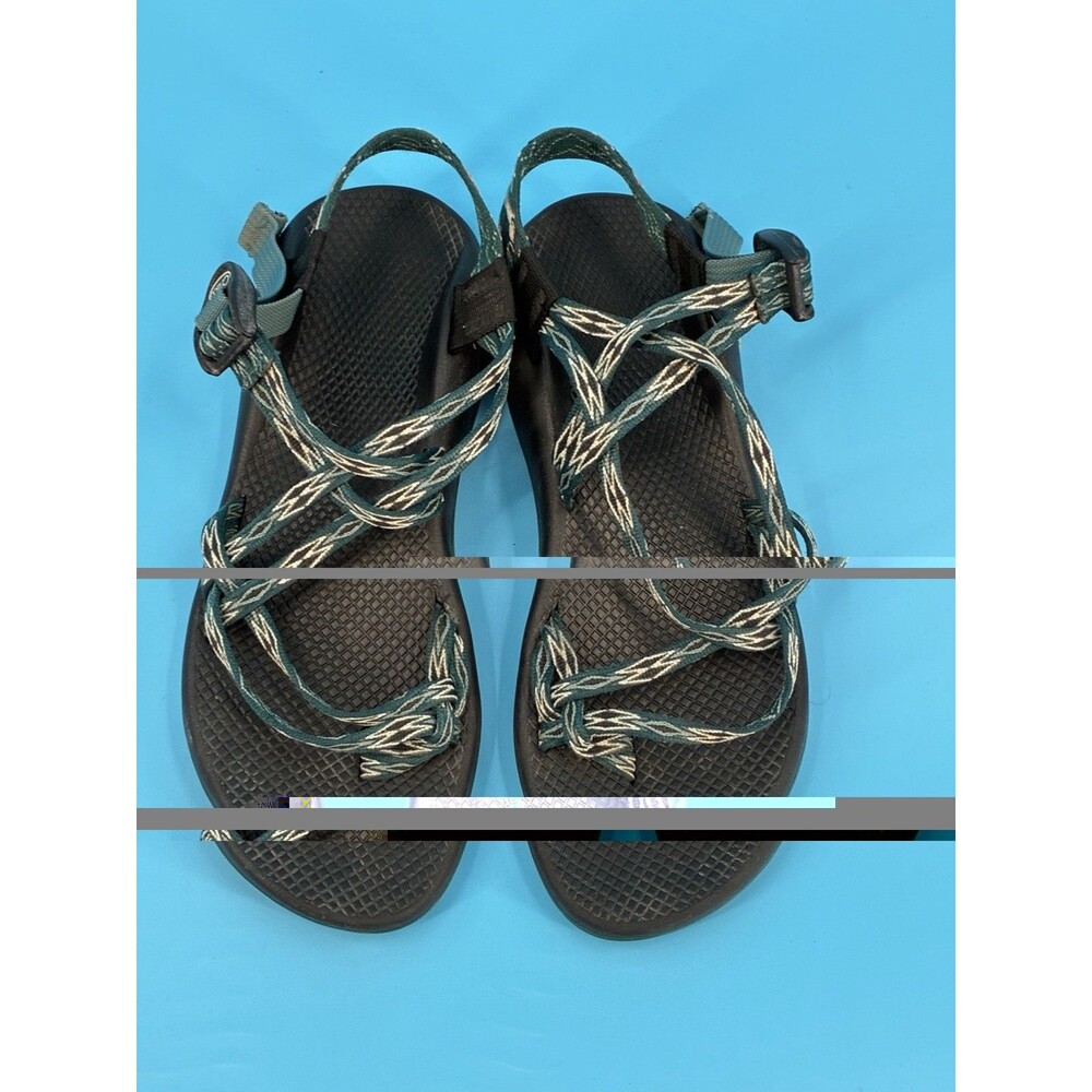 Chaco Women’s 10 Strappy Sport Sandals Teal Black Adjustable Outdoor Hiking